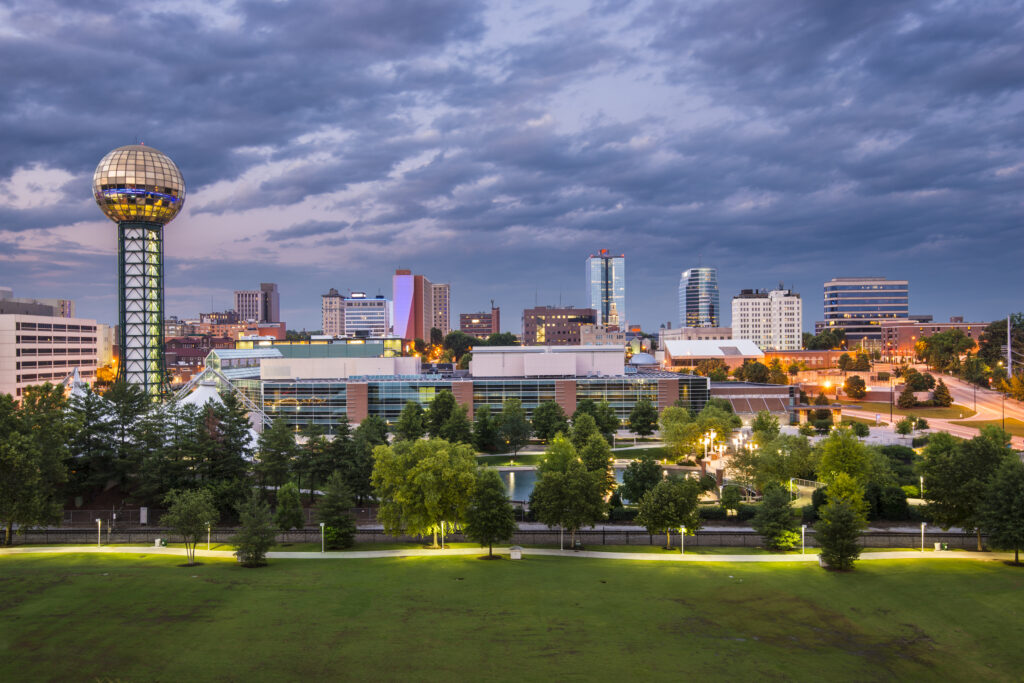 Knoxville as seen from World's Fair Park in the evening