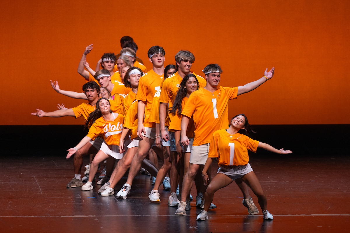 Students perform during the Smokey’s Howl Spirit Competition in the Student Union Auditorium on November 05, 2024. Photo by Breven Walker/University of Tennessee.