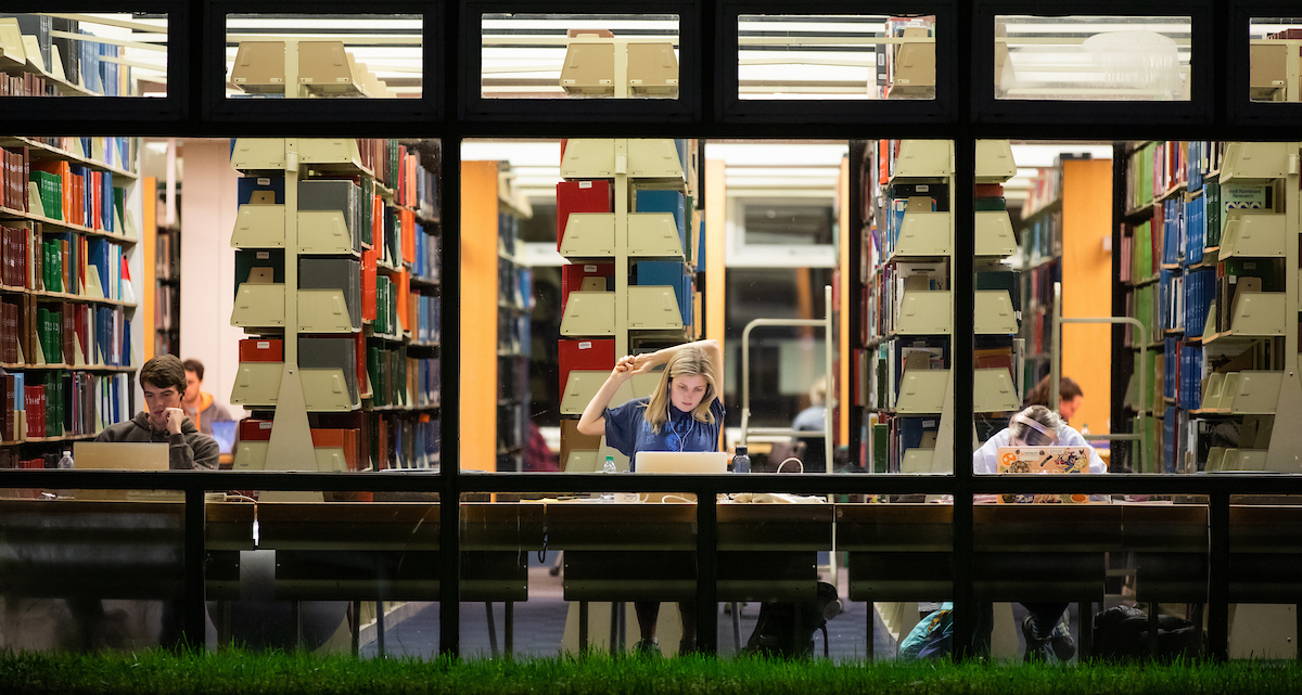 Students studies inside the Pendergrass Library on December 03, 2019. Photo by Steven Bridges/